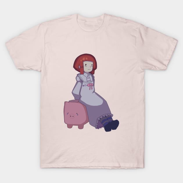 Girl on a pig T-Shirt by cokyfish